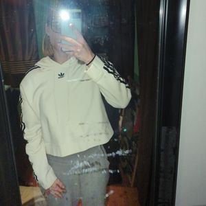 White Adidas medium cropped hoodie